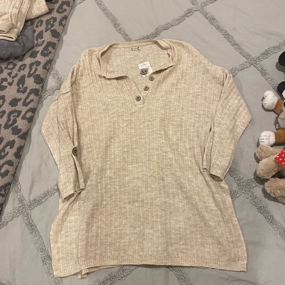 NWT free people around the clock tunic in oatmeal - Picture 3 of 4